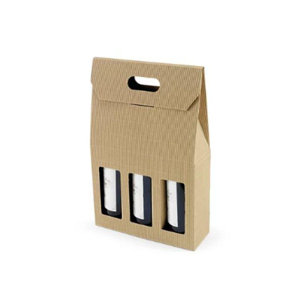 Weinkeller aus Karton für drei Flaschen Wein