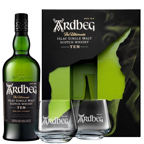 Ardbeg Single Malt 10 Y.O. Geschenkpackung mit zwei Gläsern (70 cl)