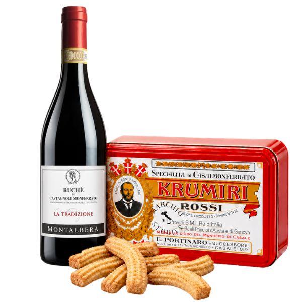 Krumiri-Kekse „Rossi“ (300 g) und Ruchè aus Castagnole Monferrato DOCG „La Tradizione 2024“