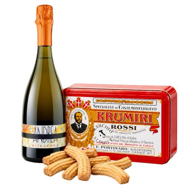 Krumiri-Kekse „Rossi“ (300 g) und Alta Langa DOCG Extra Brut Andrea 2022